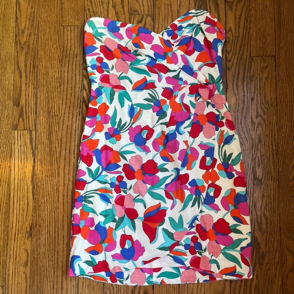 Floral Print Mini Strapless Dress